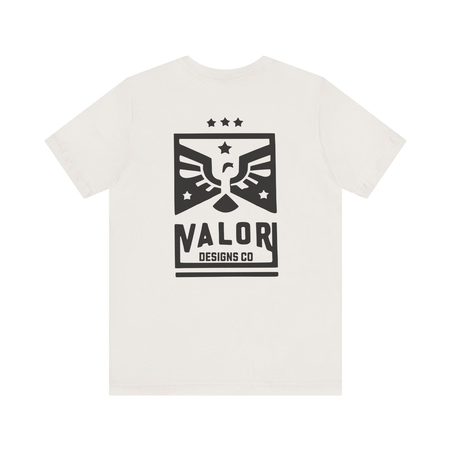 Valor Designs Co black logo on Front/Back Unisex Jersey Short Sleeve Tee